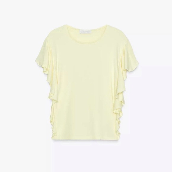 ZARA Ruffled Sleeve T-Shirt - Picture 4 of 7